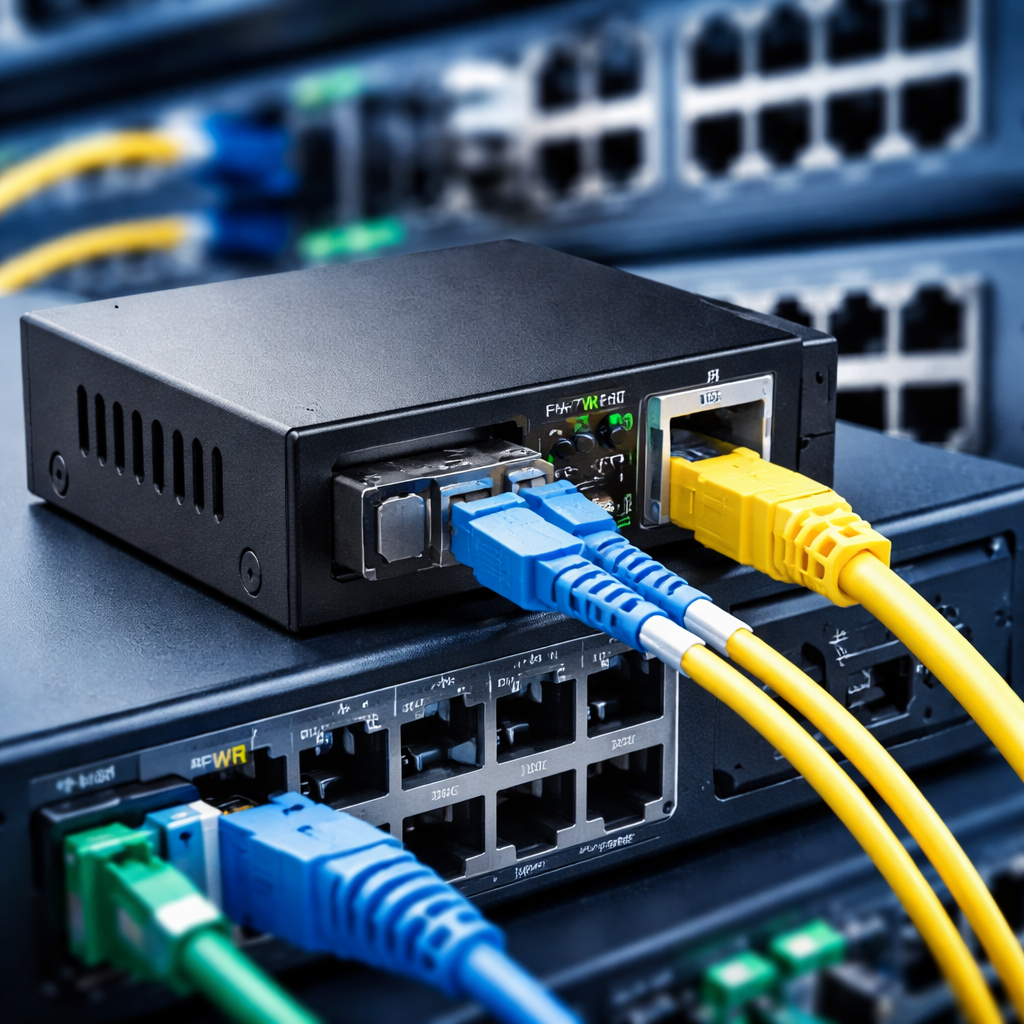 conversor de fibra a RJ45 media converter ethernet a fibra en red FTTH